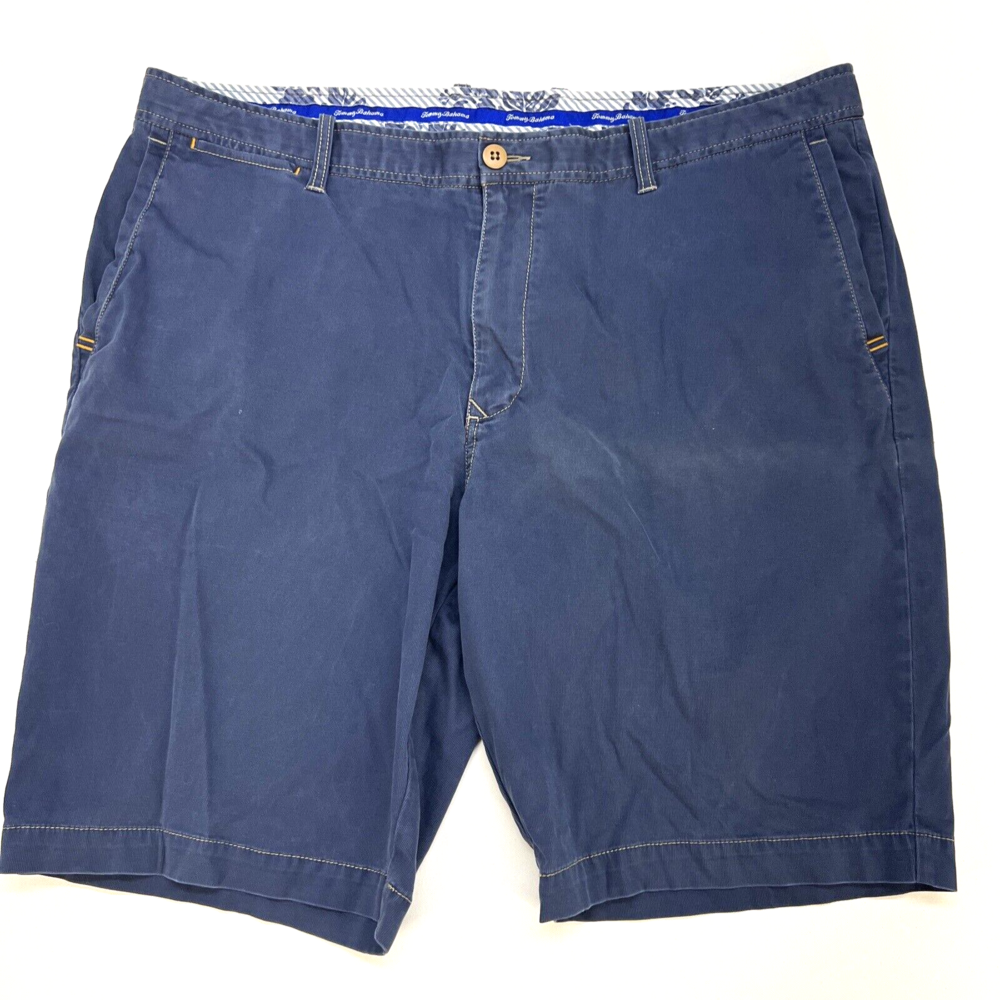 Tommy Bahama Zip Flat Front 5 Pocket Shorts Men’s 40 Navy Cotton Stretch
